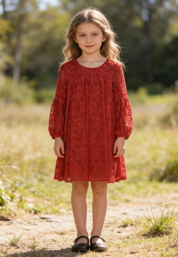 Kanten jurk bordeaux rood
