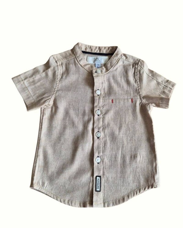 Beige korte mouwen overhemd