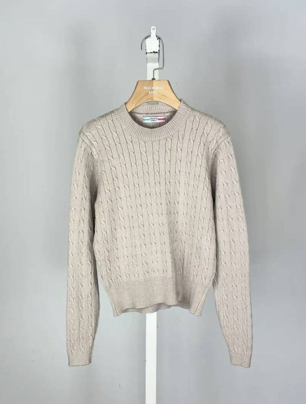 Beige kabeltrui