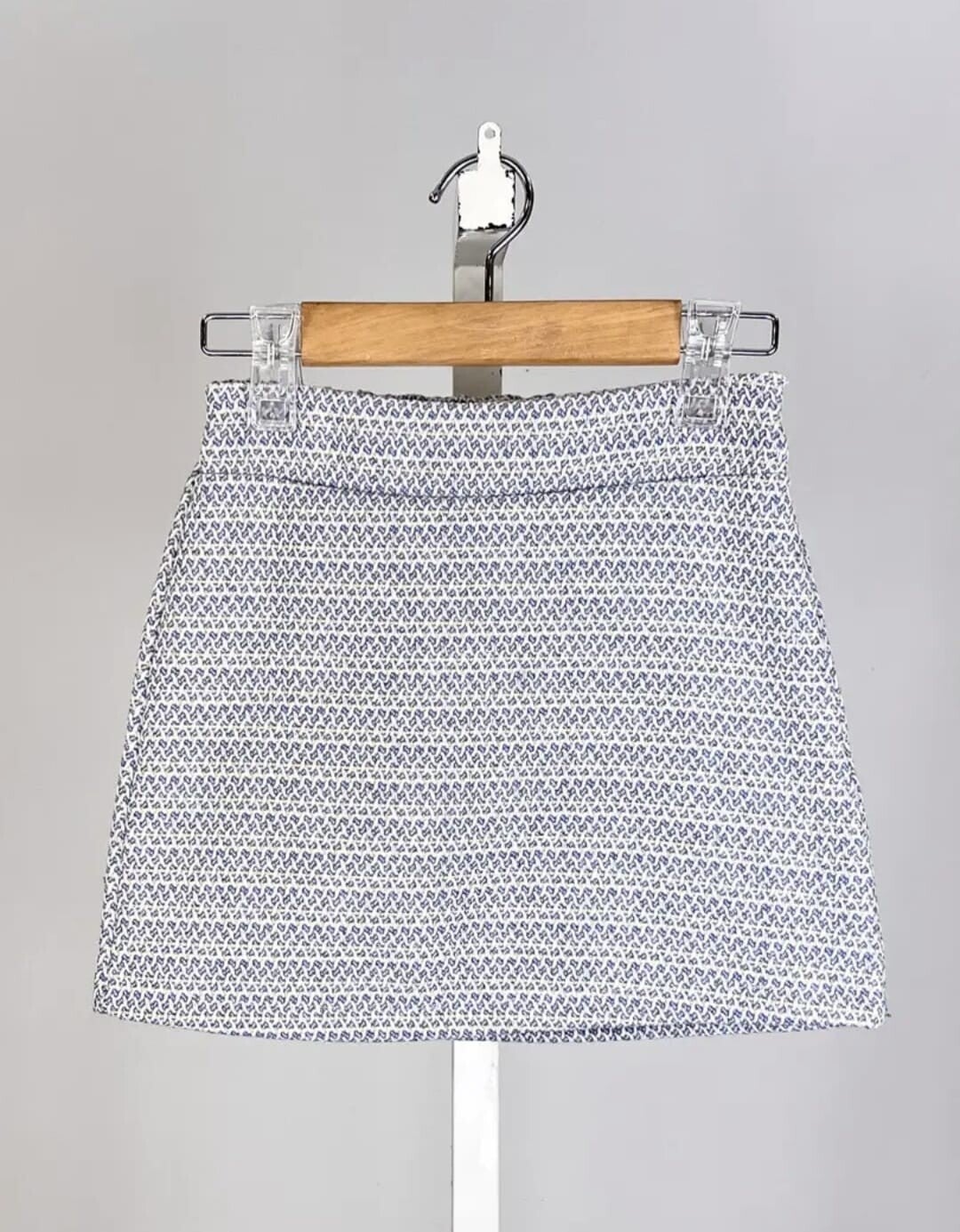 Tweed rokje lichtblauw