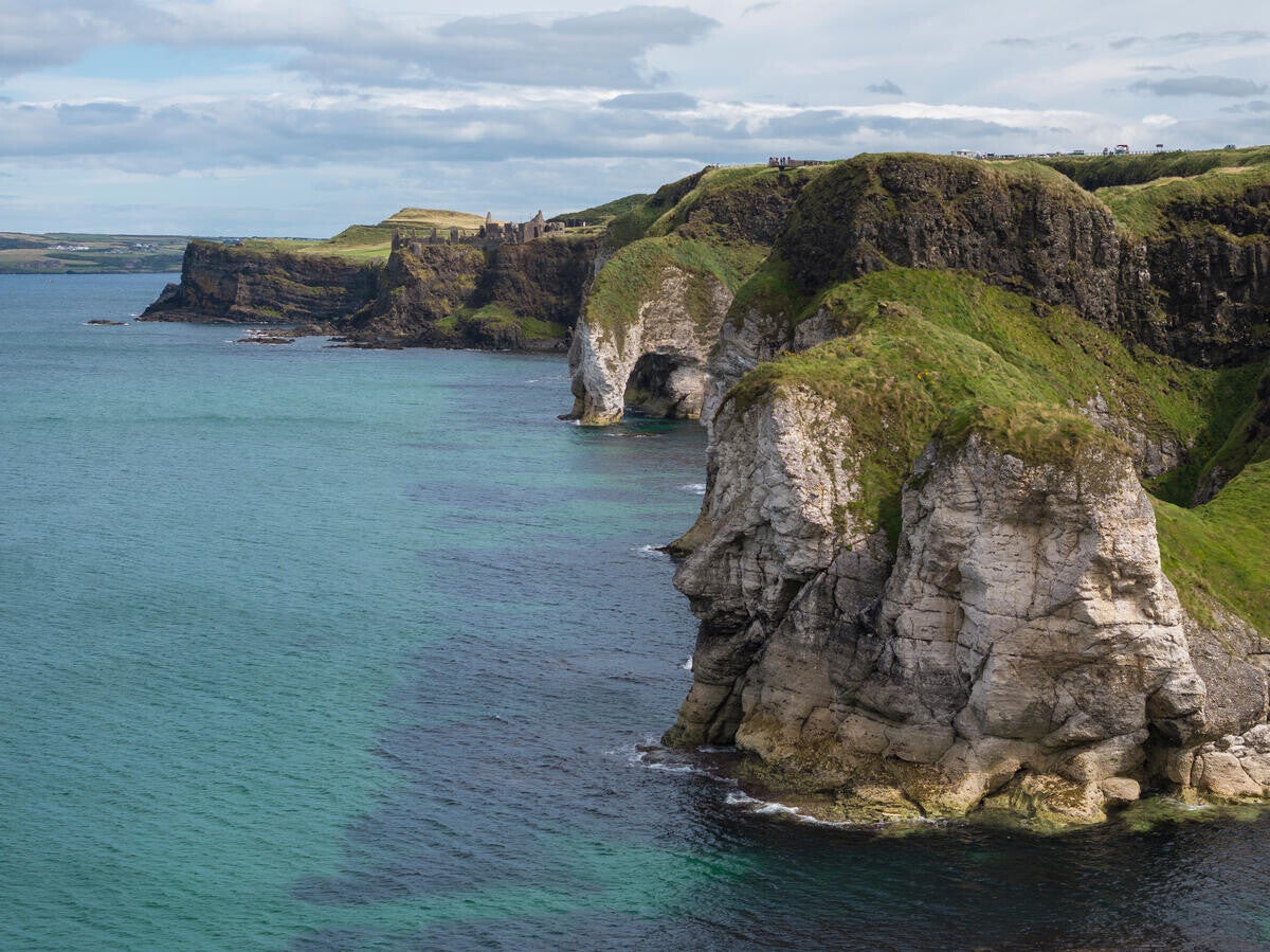 White Rocks and Dunluce Castle photo on the Antrim Coast.