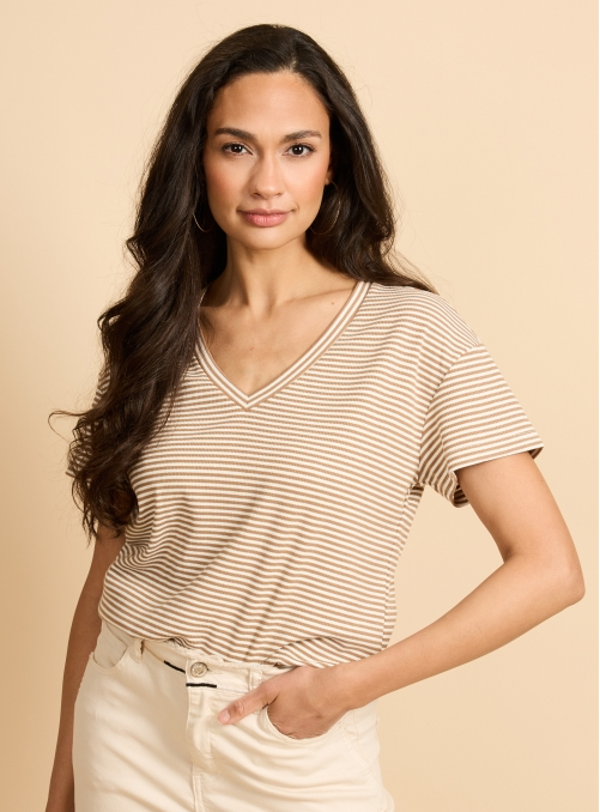 G-maxx -Tirza top Kint Camel/Offwhite