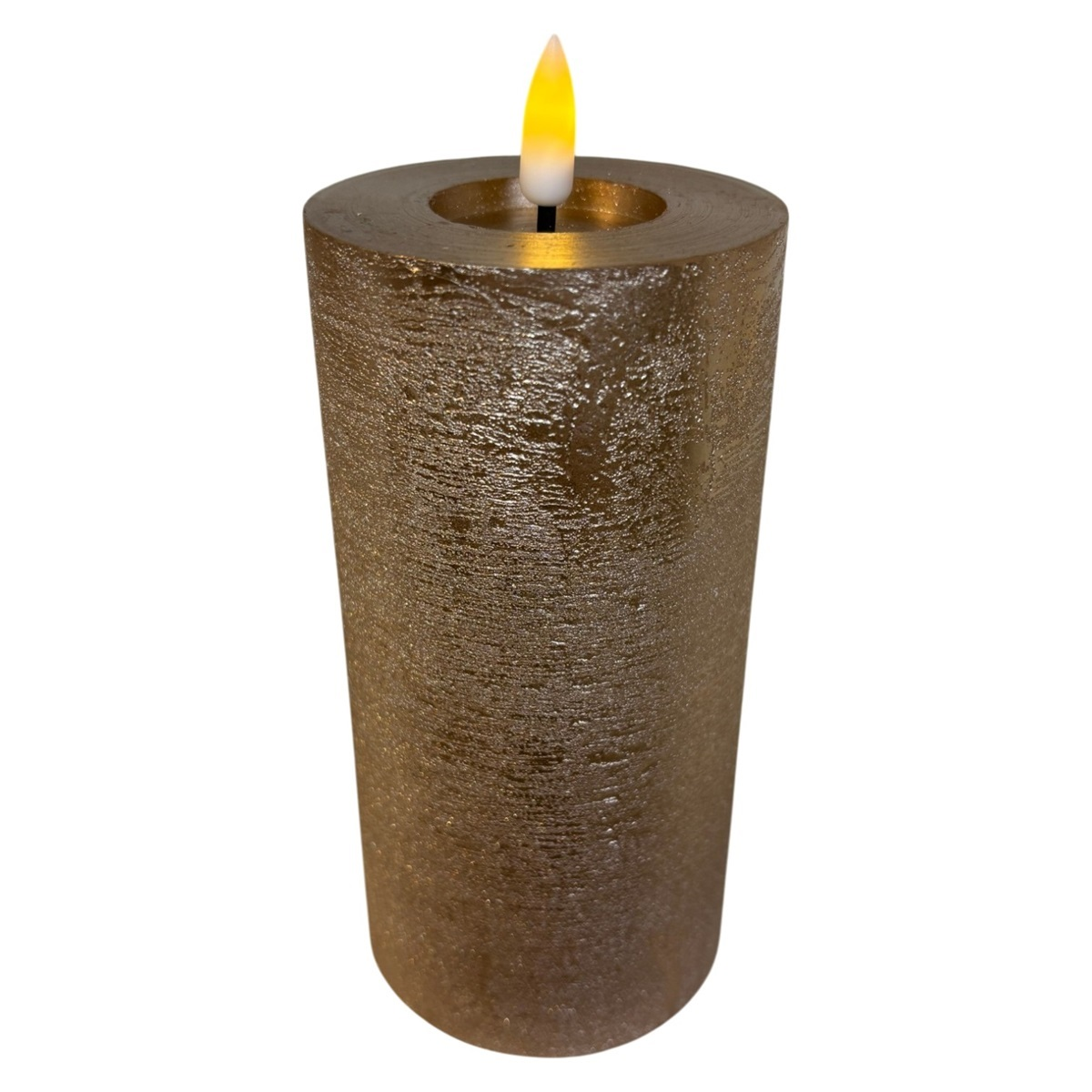 rechargeable led candle 7.5*15cm metallic sand