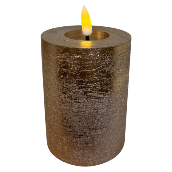 rechargeable led candle 7.5*10cm metallic sand