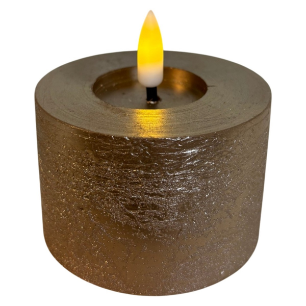 rechargeable led candle 7.5*5cm metallic sand
