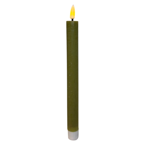 s/2 rechargeable dinnercandle 2.2*22cm rustic olive green