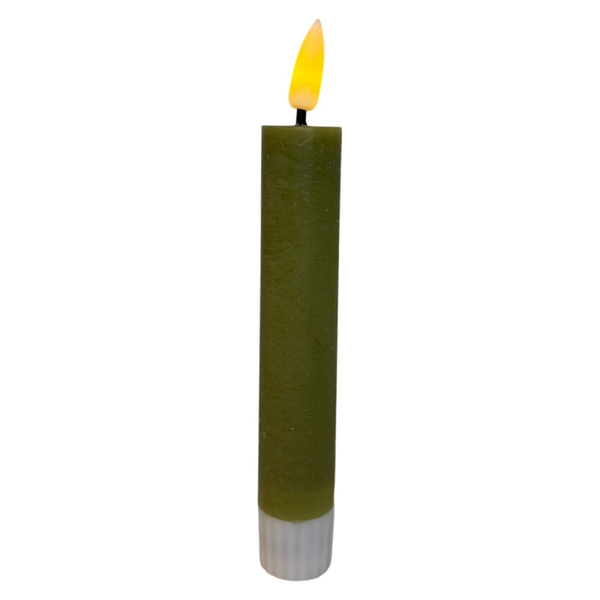 s/2 rechargeable dinner candle 2.2*12.5cm rustic olive green