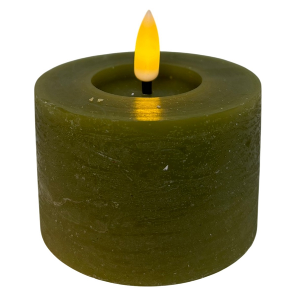 rechargeable led candle 7.5*5cm rustic olive green