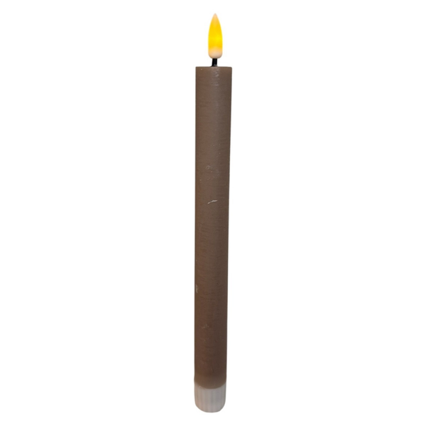 s/2 rechargeable led dinnercandle 2.2*22cm rustic grey