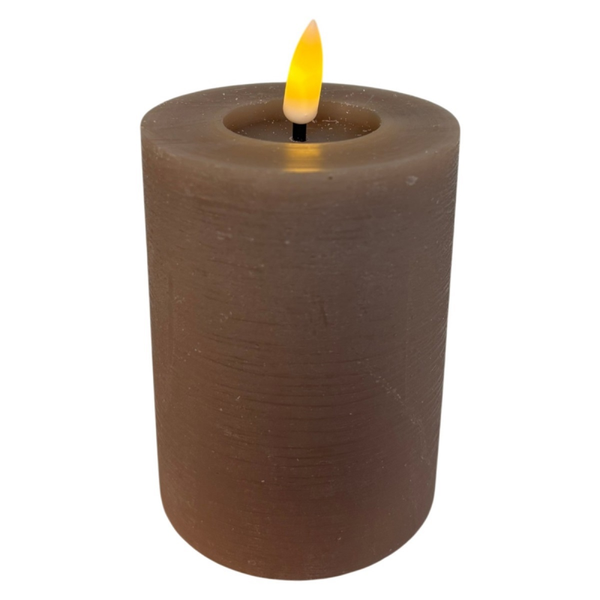 rechargeable led candle 7.5*10cm rustic grey