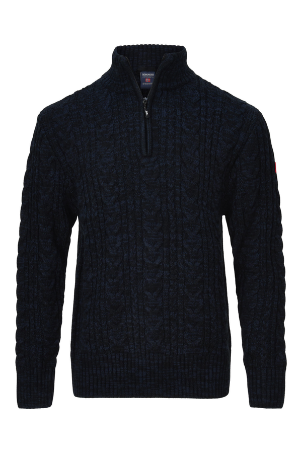 Kol herentrui met halve rits Navy Melange