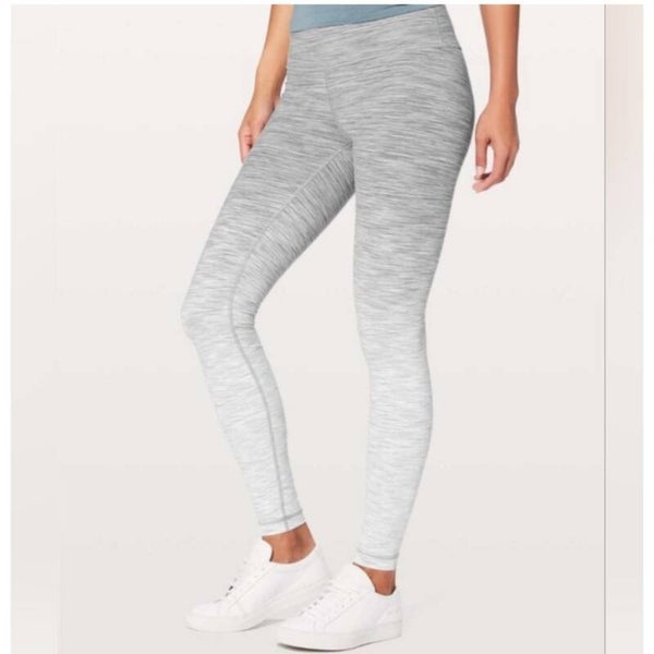 Lululemon Wunder Under High-Rise 7/8 Gray White Ombre Leggings Size 4