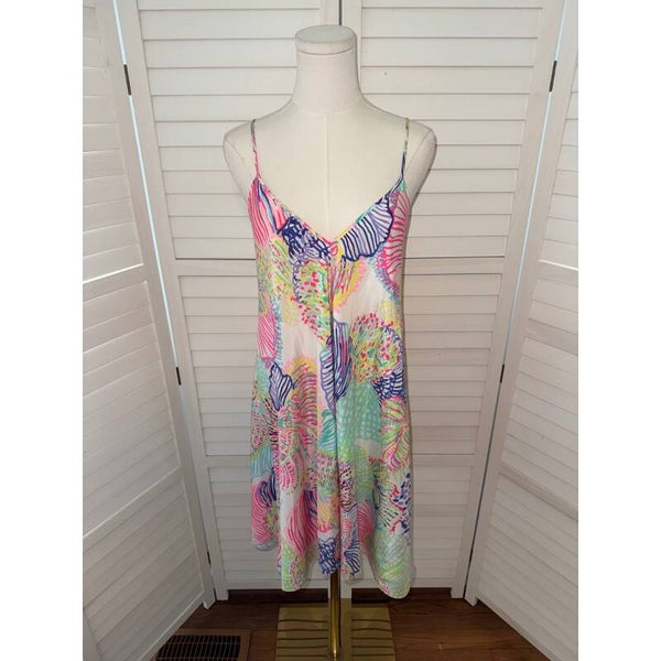 Lilly Pulitzer Silk Dress XS Sleeveless Colorful Print V Neck Mini