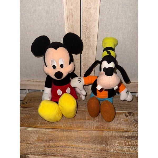 Disney Parks Mickey Mouse & Goofy Plush Stuffed Animal Pal Duo Toy 11"