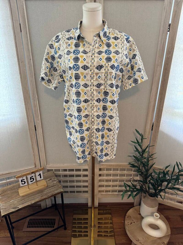 Men’s North Face Baytrail Woven Print Beach Shirt Button Down Size Medium
