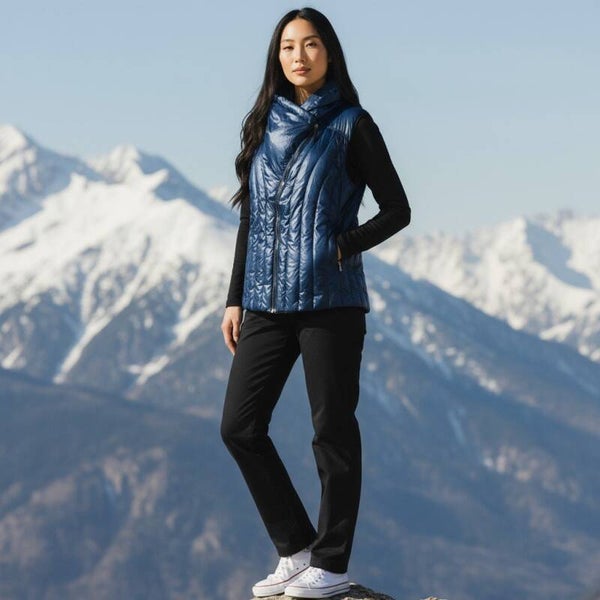 Calvin Klein Performance Women Puffer Vest Blue Quilted Mock Neck Size 3XLarge