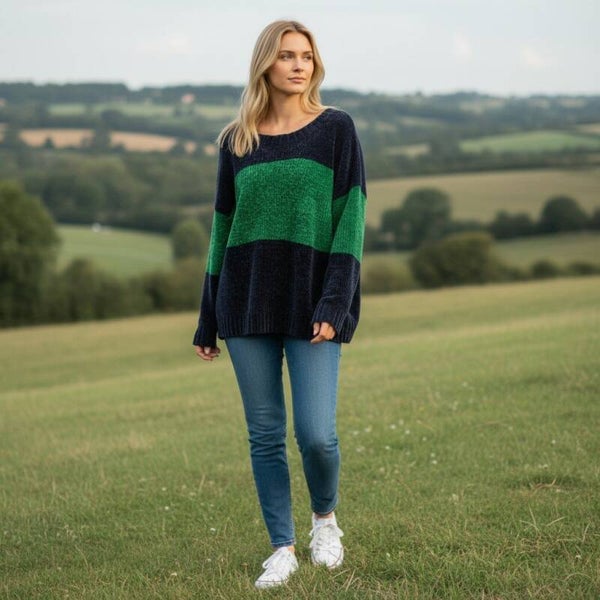 OFFLINE by Aerie Cozy Striped Chenille Pullover Sweater Size Large