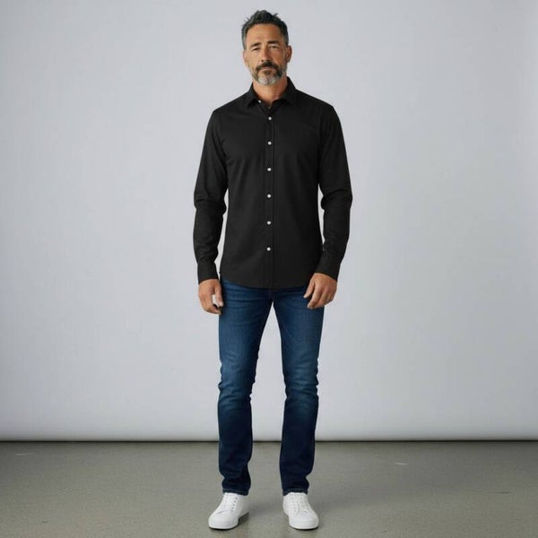 Polo Ralph Lauren Men's Black Slim Fit 100% Cotton Stretch Dress Shirt Size L