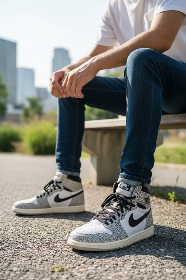 Nike Air Jordan 1 High OG Elephant Print White Black Men's Sneakers Size 11