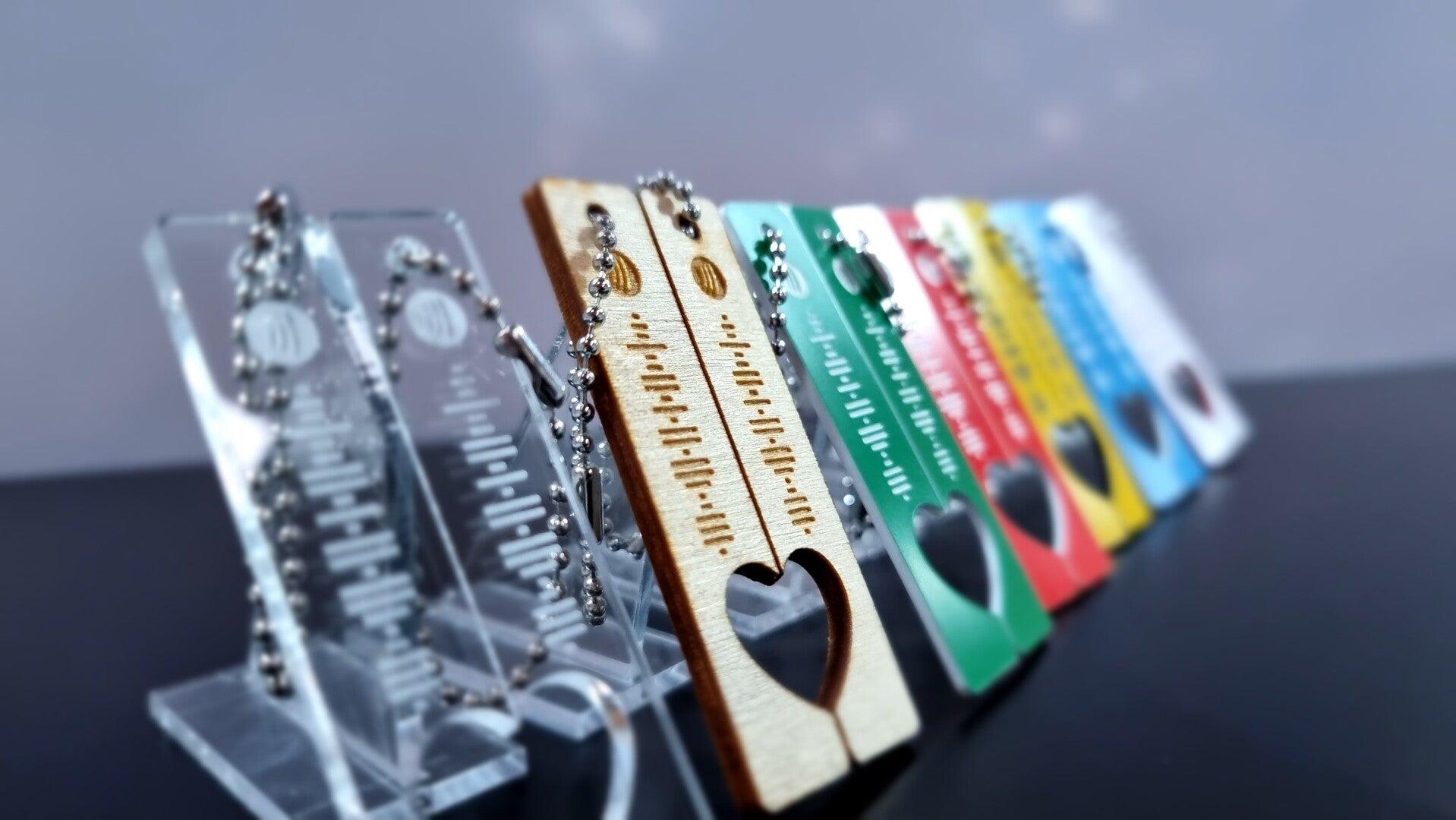 Pair Of Personalised Song Code Keyrings