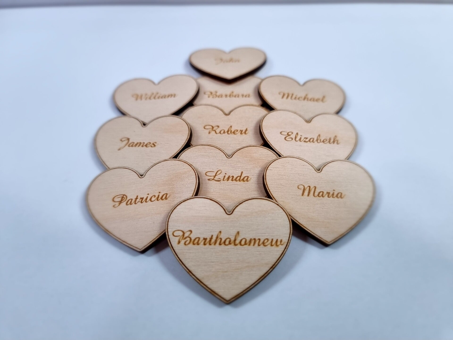 Personalised Wooden Heart Place Names For Table Seating, Wedding Table Decor