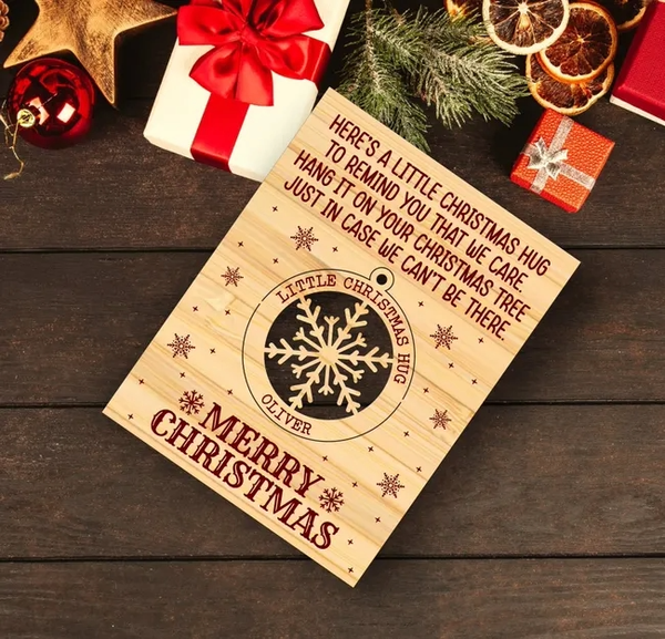 Personalised Wooden Christmas Card – Custom Engraved Xmas Card | Eco-Friendly Keepsake Gift | Unique Wooden Holiday Greeting