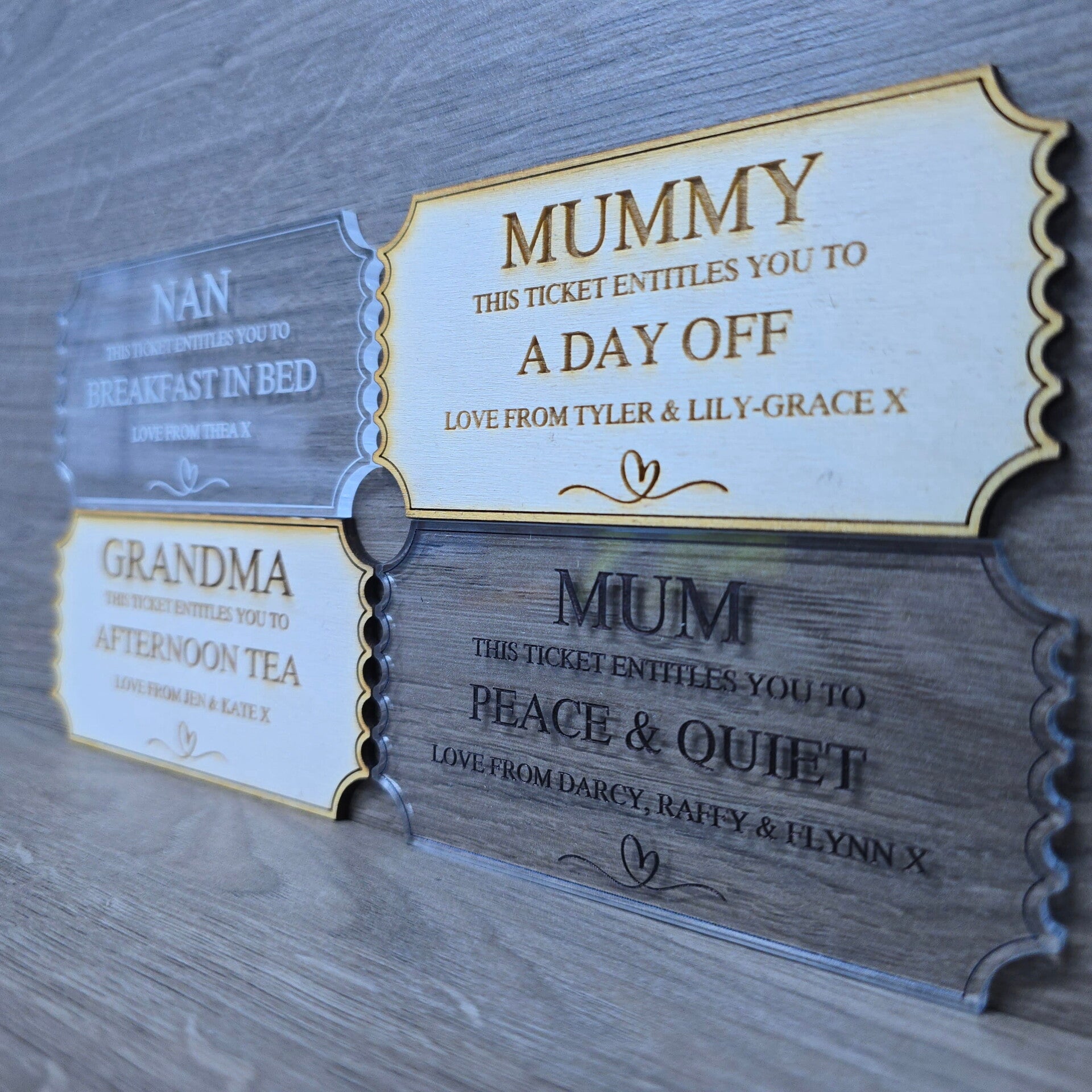 Mother's Day Personalised Engraved Surprise Reveal Ticket Token Gift