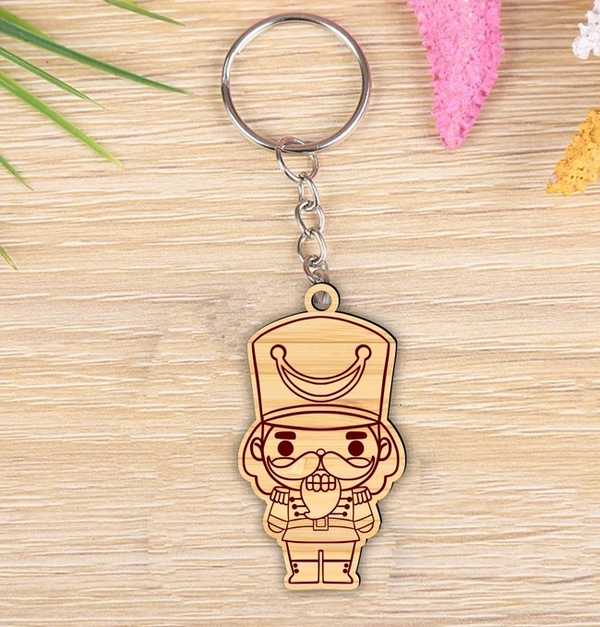 Wooden Nutcracker Keyring / Tree Decoration – Festive Laser Engraved Christmas Gift