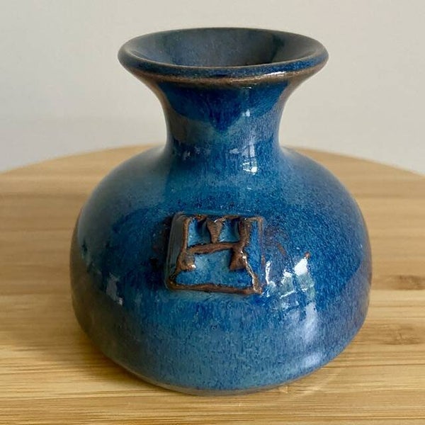 ** Blue Glaze Bud Vase - 7.5cm