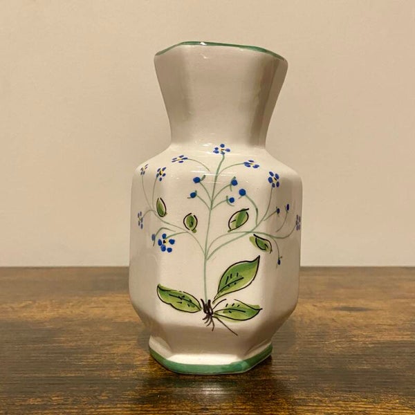 Hexagonal Hand Painted Italian Vase