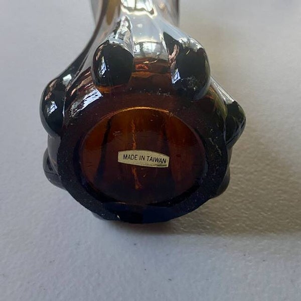 5 finger amber glass vase