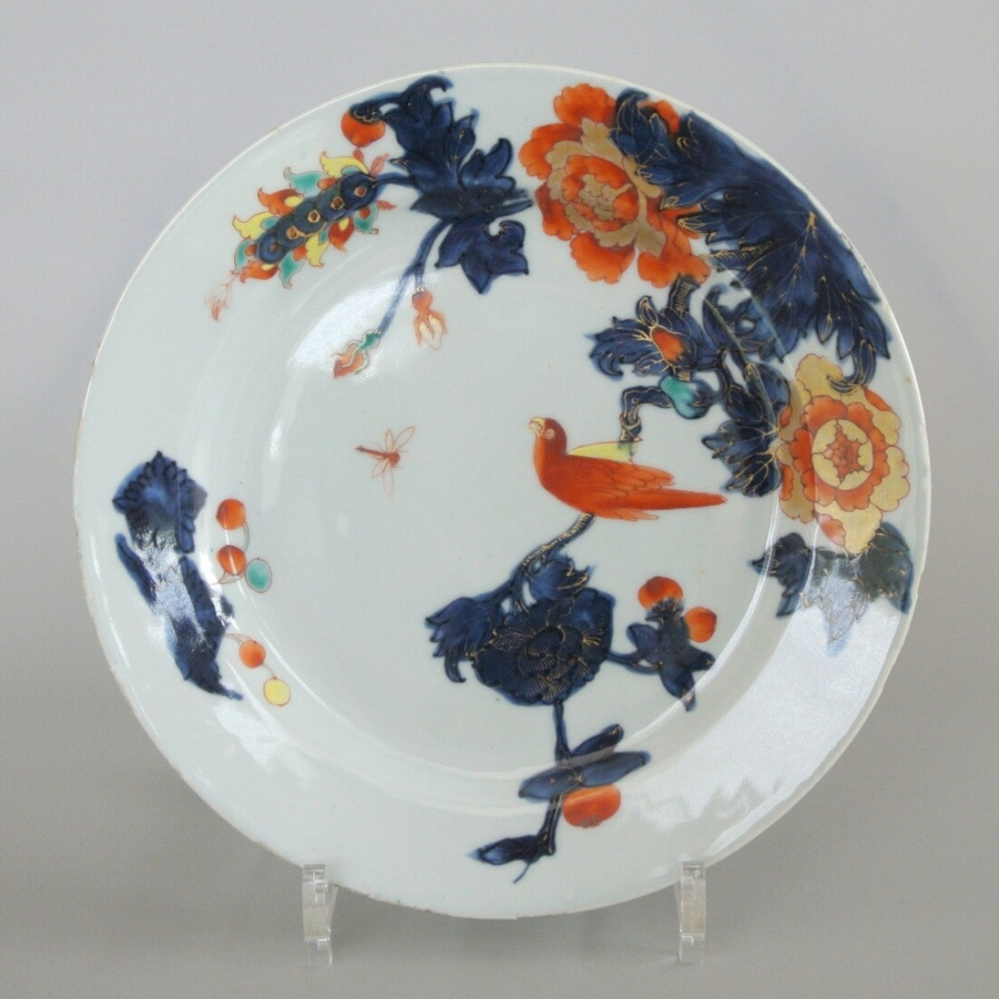 Imari bord met parkiet, Qianlong | Imari plate with parakeet, Qianlong