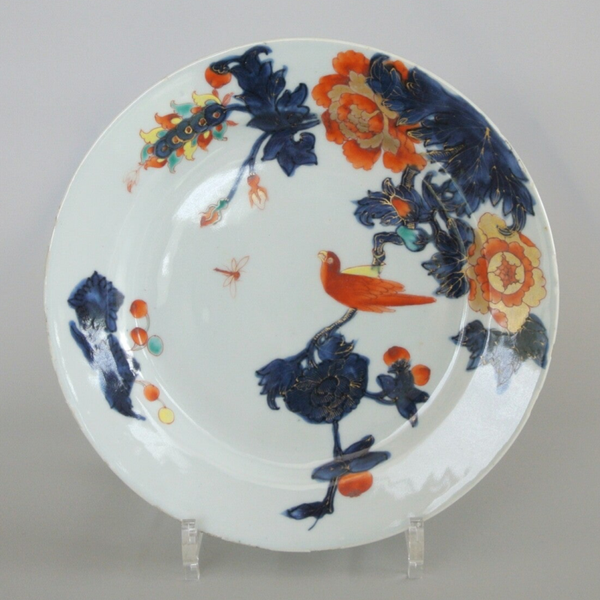 Imari bord met parkiet, Qianlong | Imari plate with parakeet, Qianlong