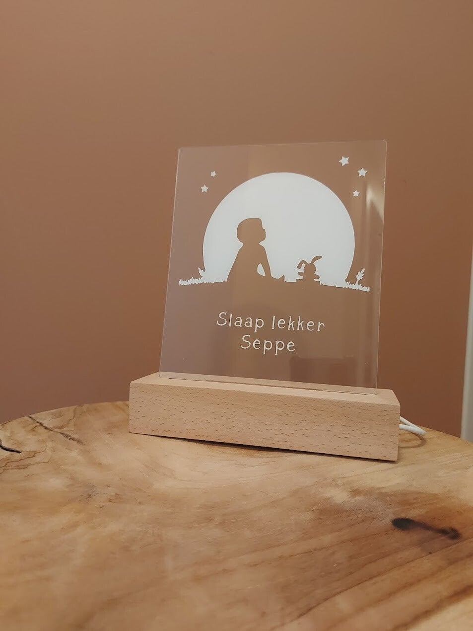 Nachtlampje met naam – gepersonaliseerd geboortecadeau voor pasgeboren baby, sfeervolle babykamerverlichting