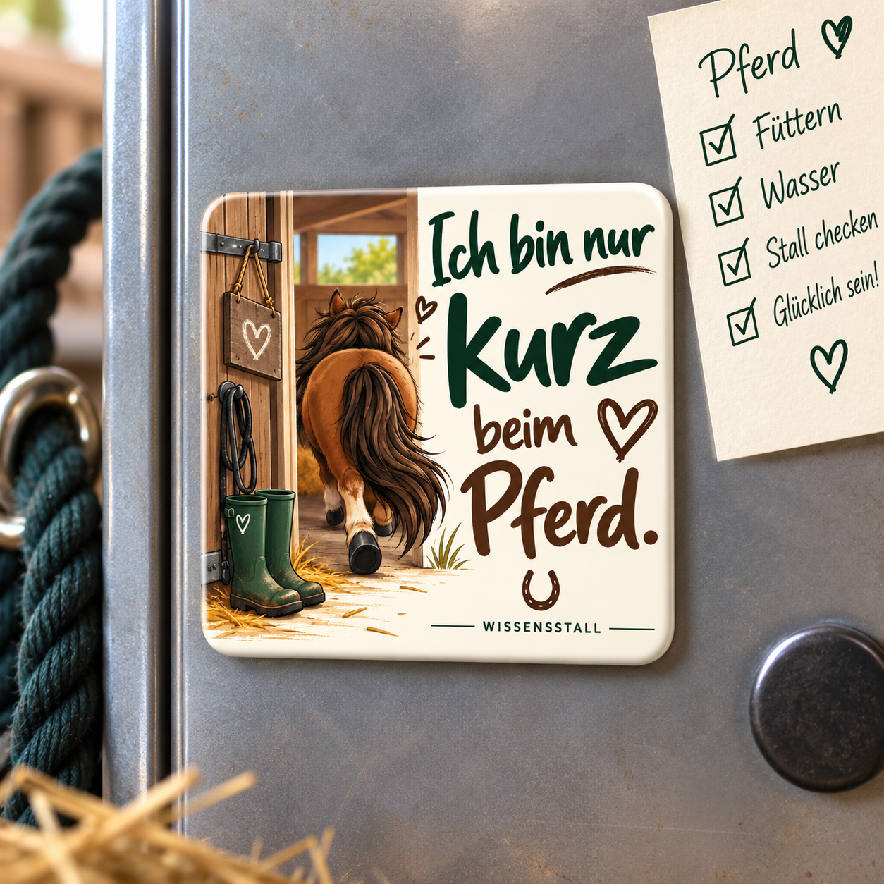 Magnet „Ich bin nur kurz beim Pferd.“
