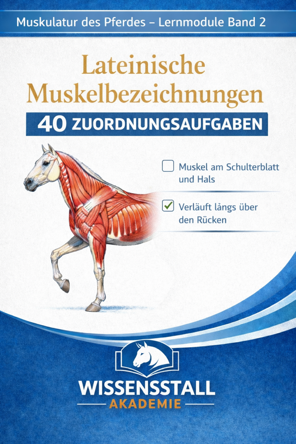Muskulatur des Pferdes – Band 2 / 40 Zuordnungsaufgaben zu lateinischen Muskelbezeichnungen - Digital -