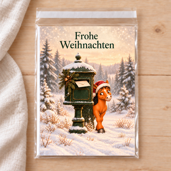Weihnachtskarte „Briefkasten“ mit Pferdchen