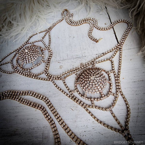 Vintage Stage Burlesque Bra Theater Rhinestone