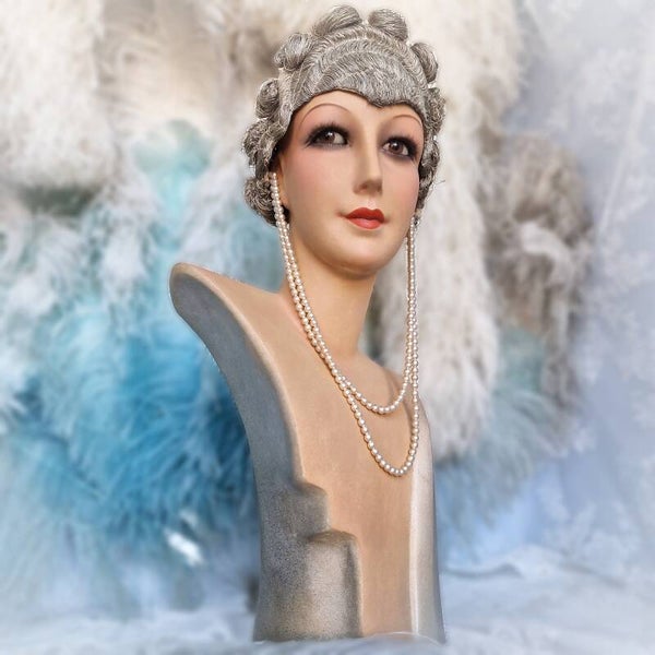 1930s French Wig Bust with Glass Eyes