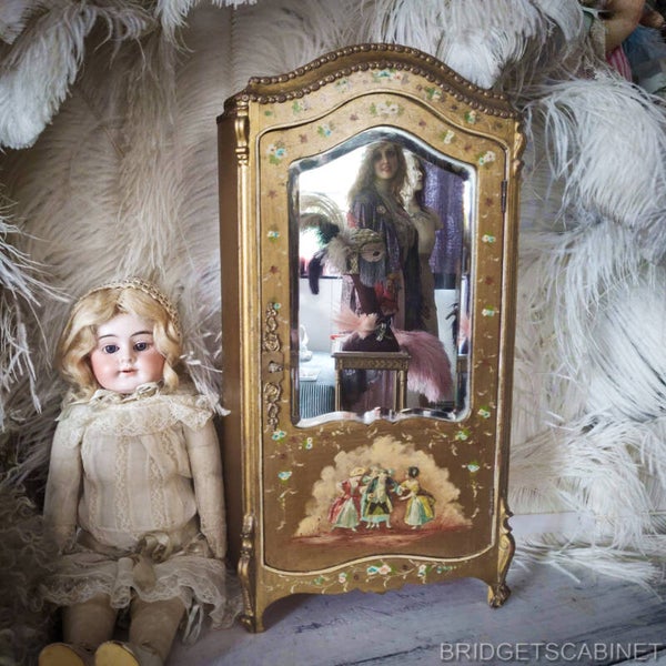 Antique French Vernis Martin Doll Cabinet (DIV-1148)