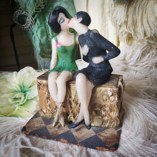 1920s Wax Columbine Doll Scene