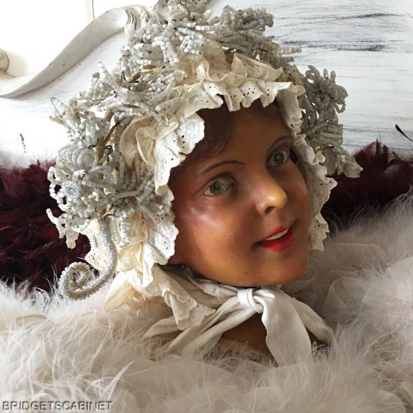 1920s French Wax Girl Head Signed