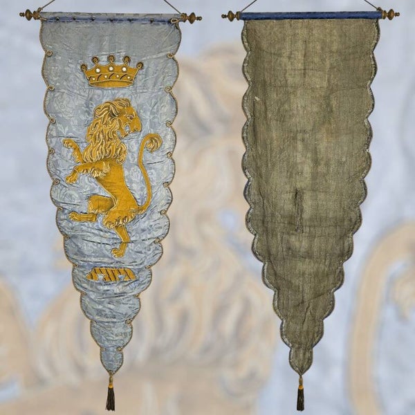 Antique French Embroidered Banner Wall Decor