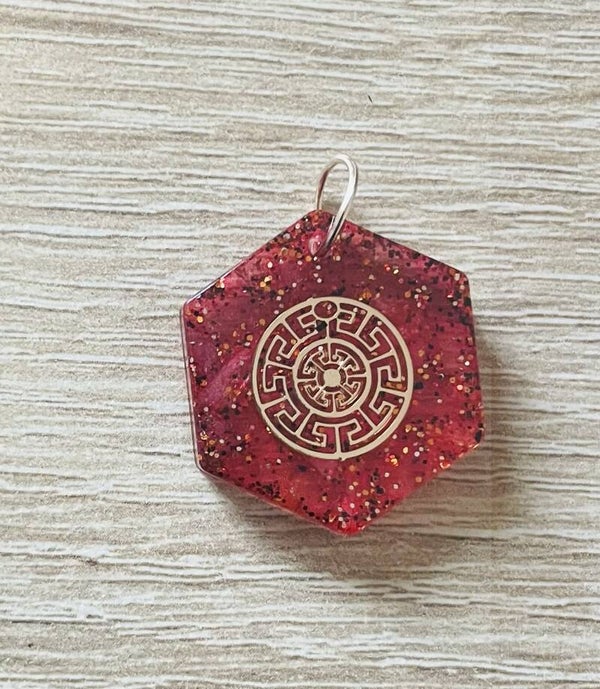 Orgonit Anhänger *Red/6-Eck S - 2 bis 2,5cm
