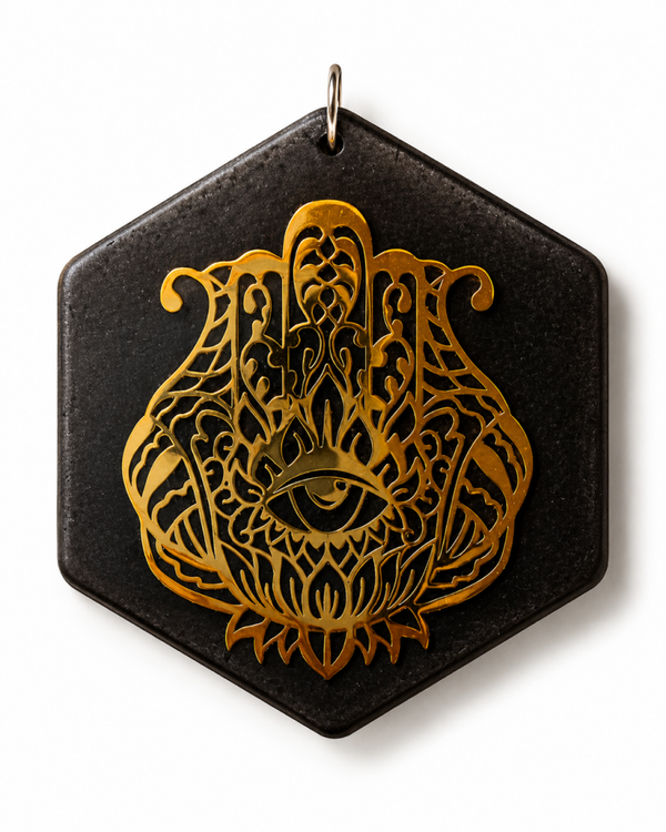 Orgonit Shungit Anhänger *  Hamsa Vision - 4,5 cm