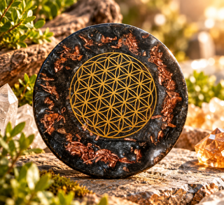 Orgonit Untersetzer *Black Copper Flower