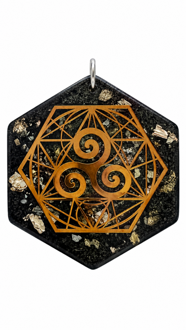 Orgonit Shungit Anhänger *Sacred Trinity - 4,5 cm