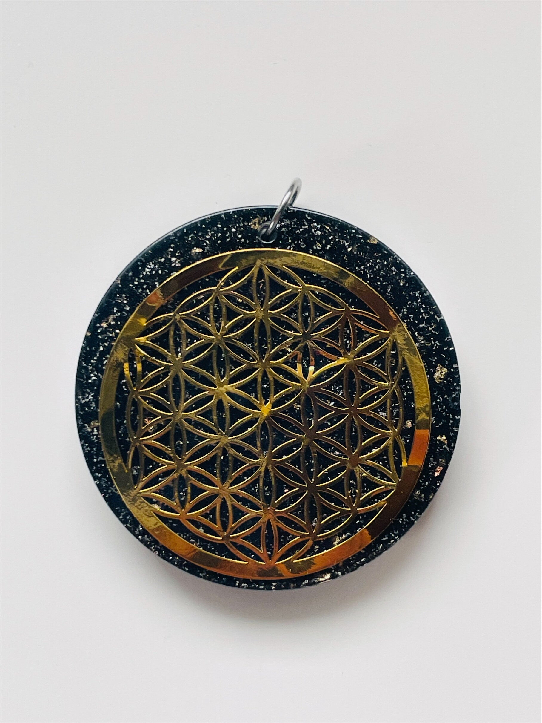 Orgonit Shungit Anhänger * Flower of Life - 4 cm
