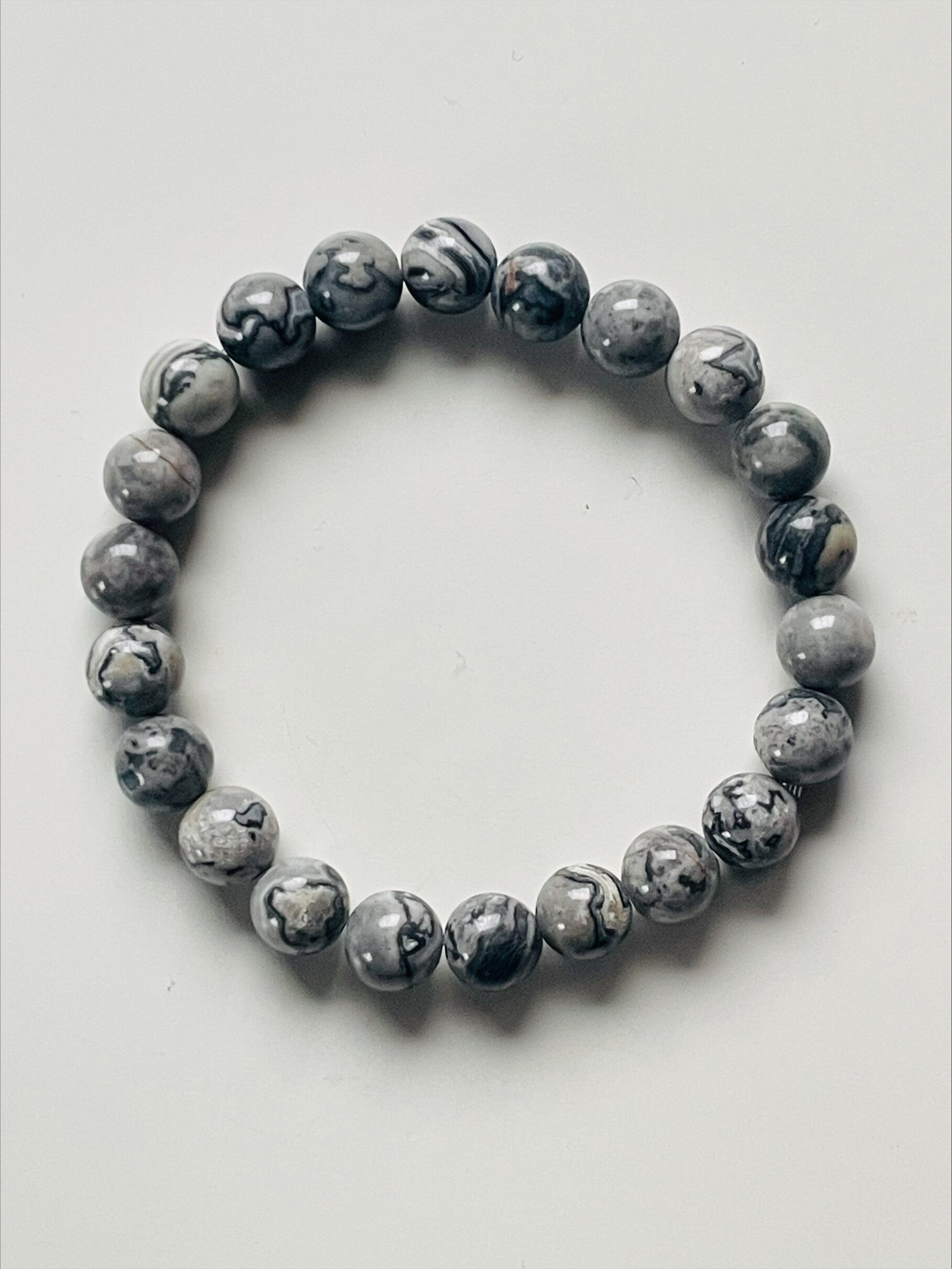 Perlen-Armband „Jaspis grau“