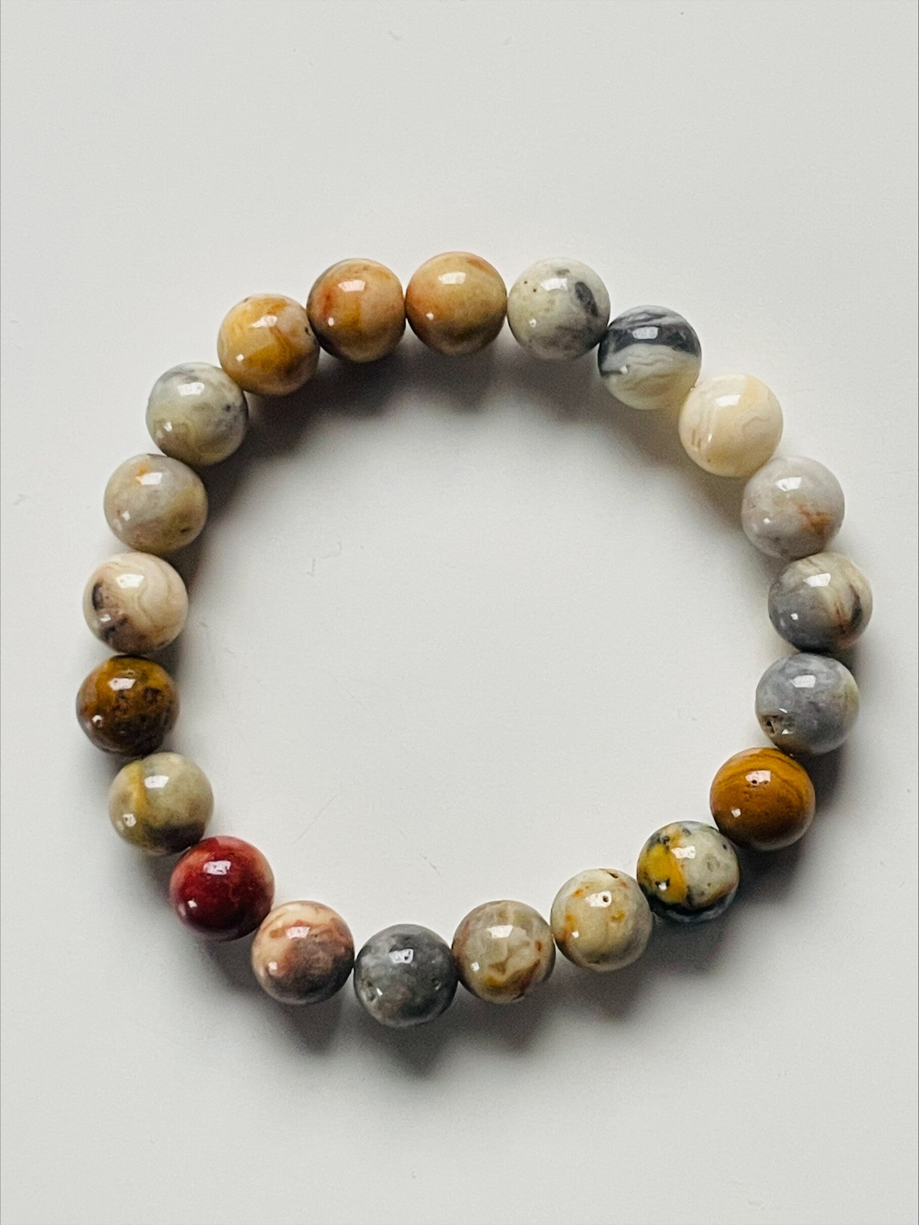 Perlen-Armband „Gelber Achat Crazy Lace“